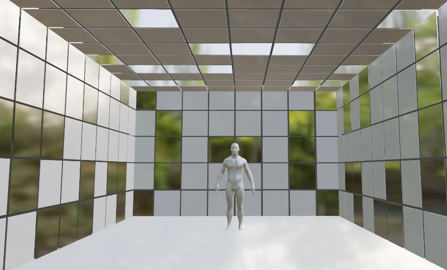 3D render of mirror box set