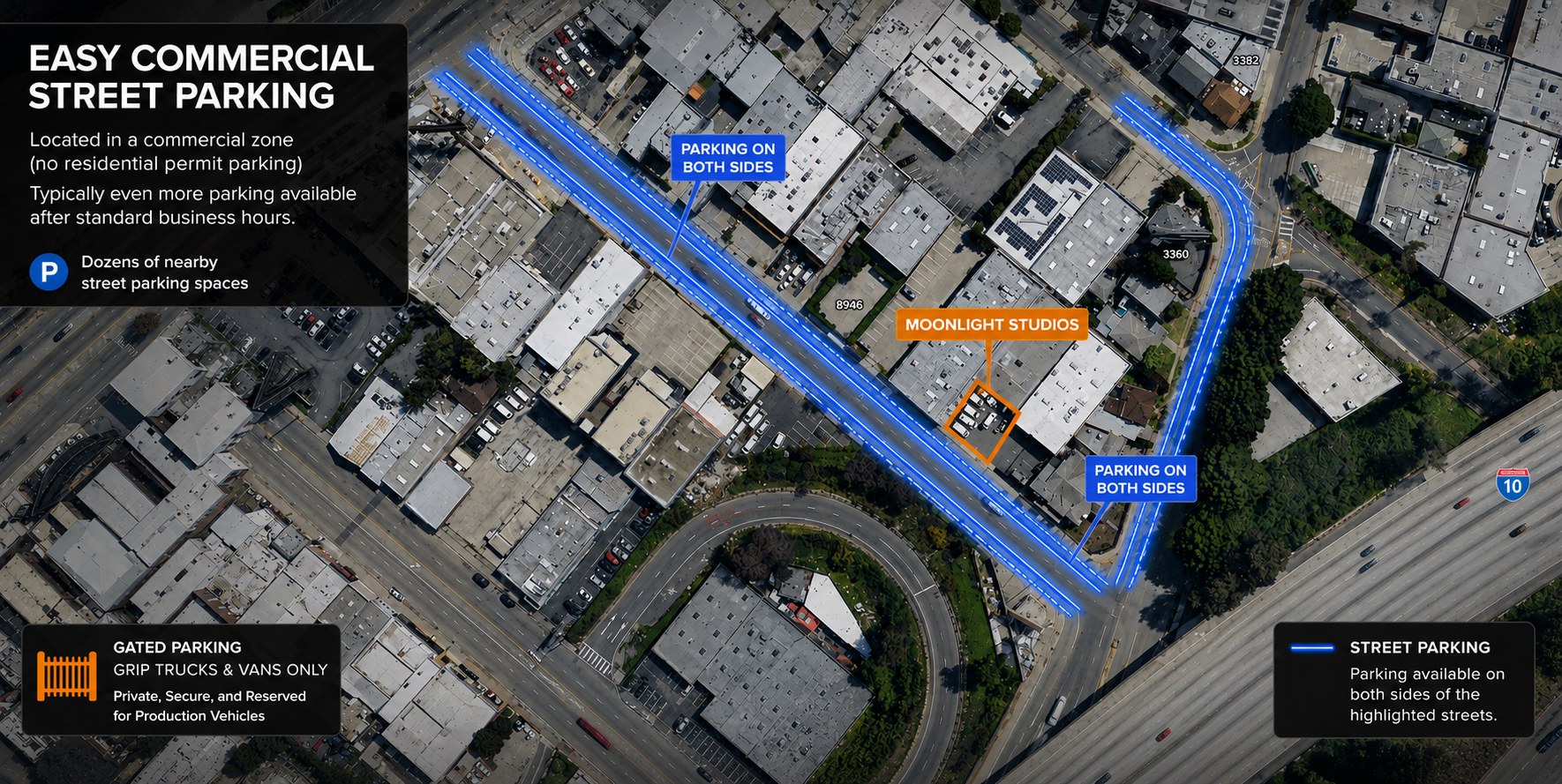 Street parking map around Moonlight Studios LA